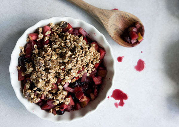 Apple Rhubarb and Frozen Fruit Crumble - Hanna Sillitoe