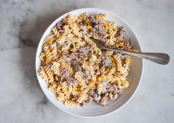 Vegan 'Tuna' Sweetcorn Pasta - Hanna Sillitoe